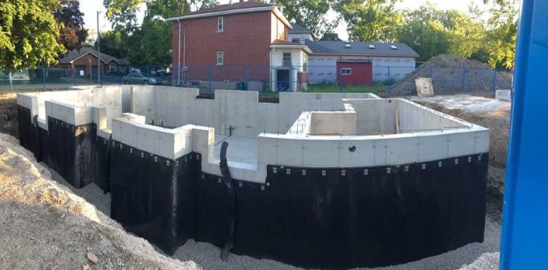 Another foundation construction together with weeping tiles installation done by Albari Construction at a residential site in Oakville